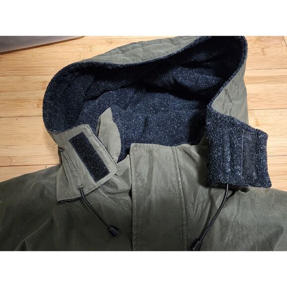 Vintage St Johns Bay Mens Large Parka Jacket Green Quilt Removable Hood Full Zip - Picture 6 of 15